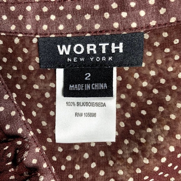 NWOT Worth New York Womens Brown Dark Red Polka Dot Sleeveless Blouse Size 2 - Picture 4 of 8